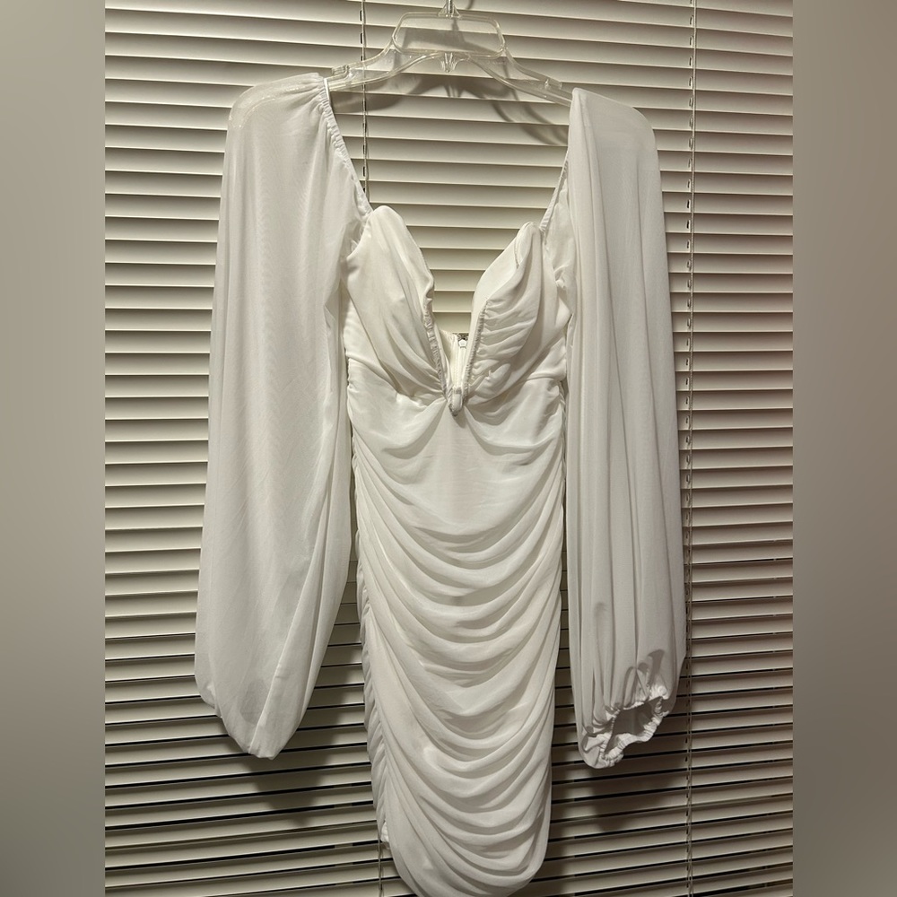 12th Tribe Alessandra White Mesh Mini Dress